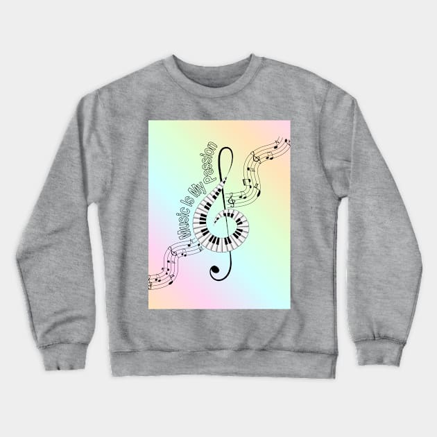 Treble Clef Piano - Musical Notes Crewneck Sweatshirt by Designoholic